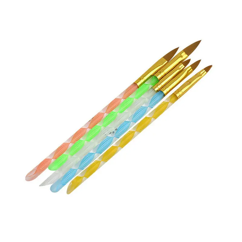 5Pcsset Nail Art Brush Tools Set Acrylic Uv Gel Builder Painting Drawing Brushes Pens Cuticle Pusher Tool Colorful 2