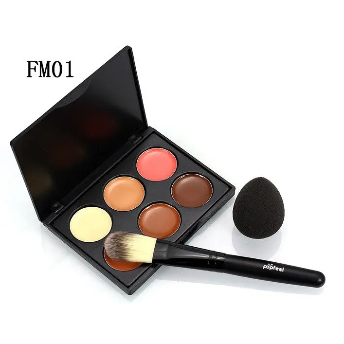 6 Colors Concealer Cream Makeup Palette Face Contour Palette Powder Brush + Puff Sponge Setkit Makeup Foundation 1