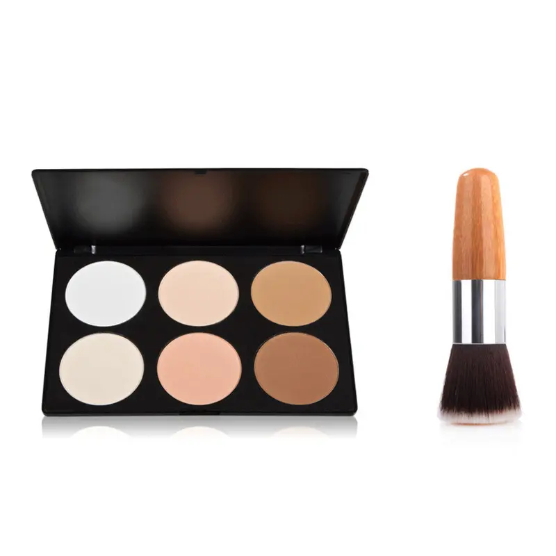 6 Colors Face Makeup Concealer Facial Beauty Care Cream Concealer + Bamboo Handle Brushes For 1
