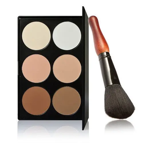 6 Colors Pressional Cosmetic Contour Palette Face Powder Makeup Gourd Powder Brush Black Makeup Palette 1