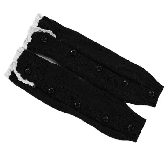 6 Colors Stylish Girlstrendy Knitted Button Lace Leg Warmers Trim Boot Cuffs Knee Warmsocks 1