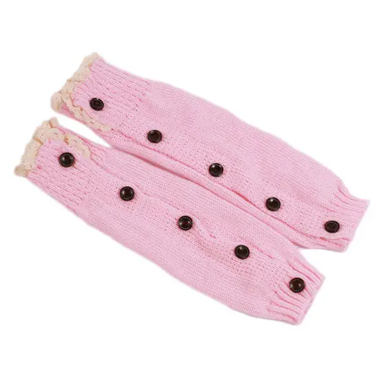 6 Colors Stylish Girlstrendy Knitted Button Lace Leg Warmers Trim Boot Cuffs Knee Warmsocks 3