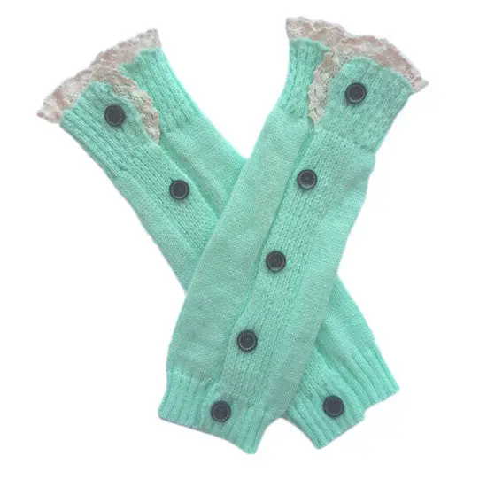 6 Colors Stylish Girlstrendy Knitted Button Lace Leg Warmers Trim Boot Cuffs Knee Warmsocks 4