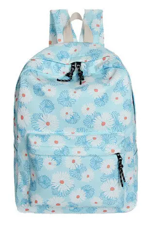 6 Colors Women Double-Shoulder Sweet Printing Canvas Zipper Daily Backpack Schoolbag 1