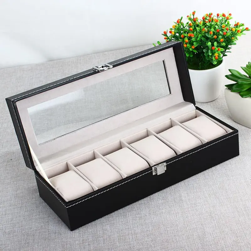 6 Grid Luxury Refinet Slots Wrist Watches Gift Case Jewelry Display Boxes Storage Holderworldwise 1