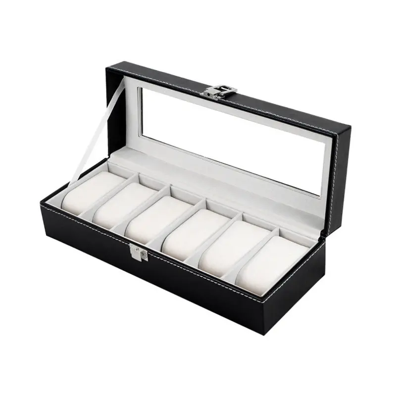6 Grid Luxury Refinet Slots Wrist Watches Gift Case Jewelry Display Boxes Storage Holderworldwise 2