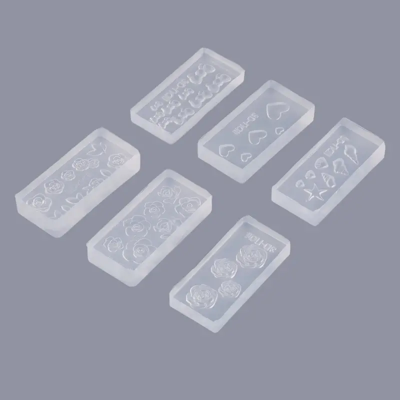 6 Pcs Different Design Nail Art Tips 3D Acrylic Mold Diy Decoration Set Acrylic Mold For 3D Nail Art Decoration Easy To Diy 1