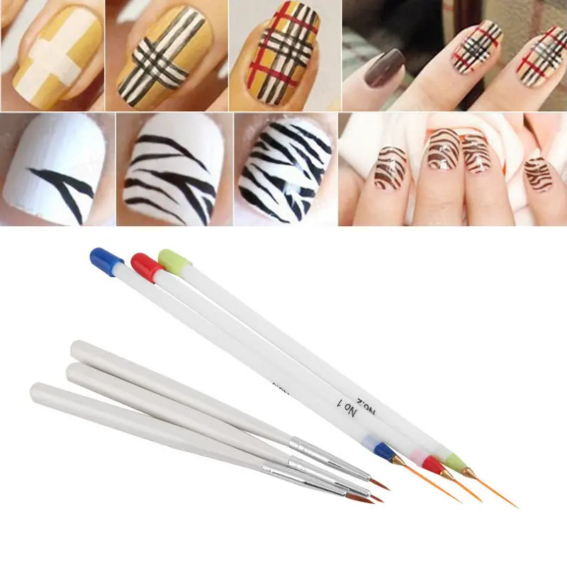 6 Pcs Fine Drawing Striping Liner Design Nail Pen Brushes Diy Gel Icure Tool Quality 1