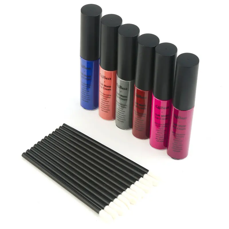 6 Pcs Long-Lasting Soft Matte Waterproof Lip Cream Moisture Makeup Lip Glosses+12 Disposable Lip Brush Waterproof Soft 2