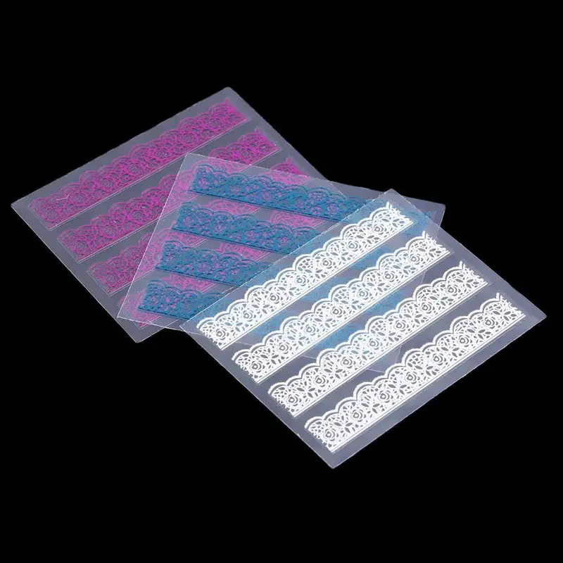 6 Sheet 3D Lace Flower Pattern Nail Art Transfer Foil Tips Sticker Icure Tips Decorations Decal Nail Tip Styling Tools 1