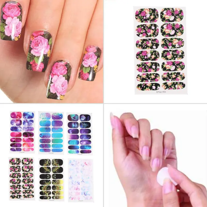 6 Styles Full Cover Nail Art Stickers Polish Watermark Nail Stickers 1