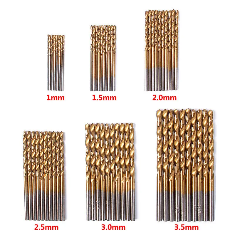 60Pcs Mini Twist Drill Bit Hss Plating Titanium Saw Set Metric System Woodworking Metal Drilling Tools 86916 1
