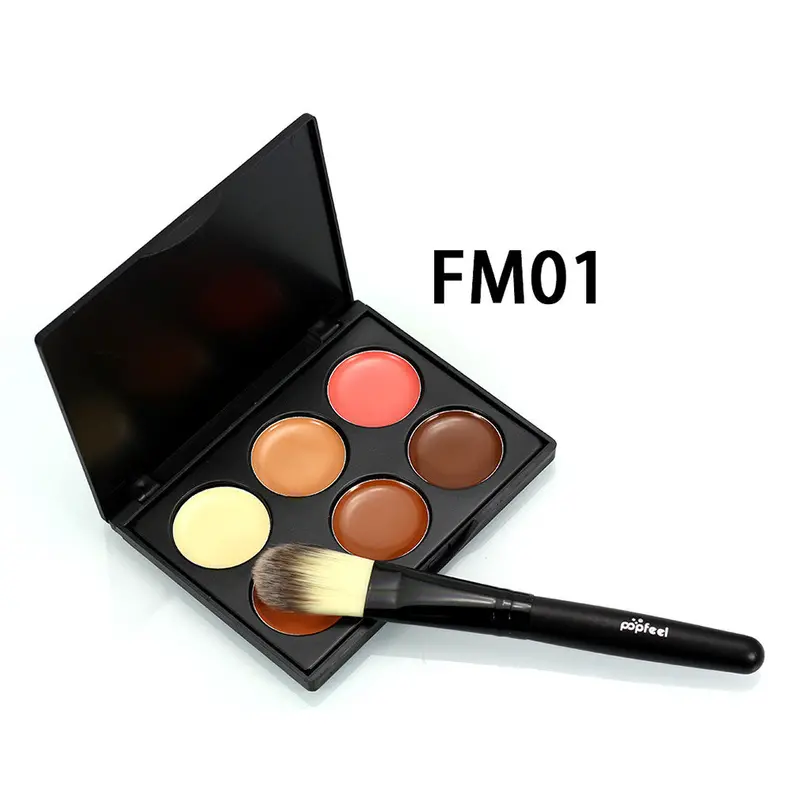 6Colors Makeup Foundation Face Beauty Concealer Cream Palette With Bursh 1