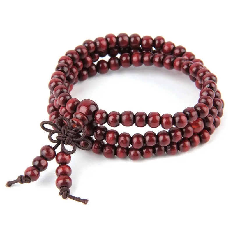 6Mm Natural Red Sandalwood Bead Prayer Japa Rosary Mala Bracelet Tibetan Buddhist Meditation Wooden Rosary Beaded Bracelet 1