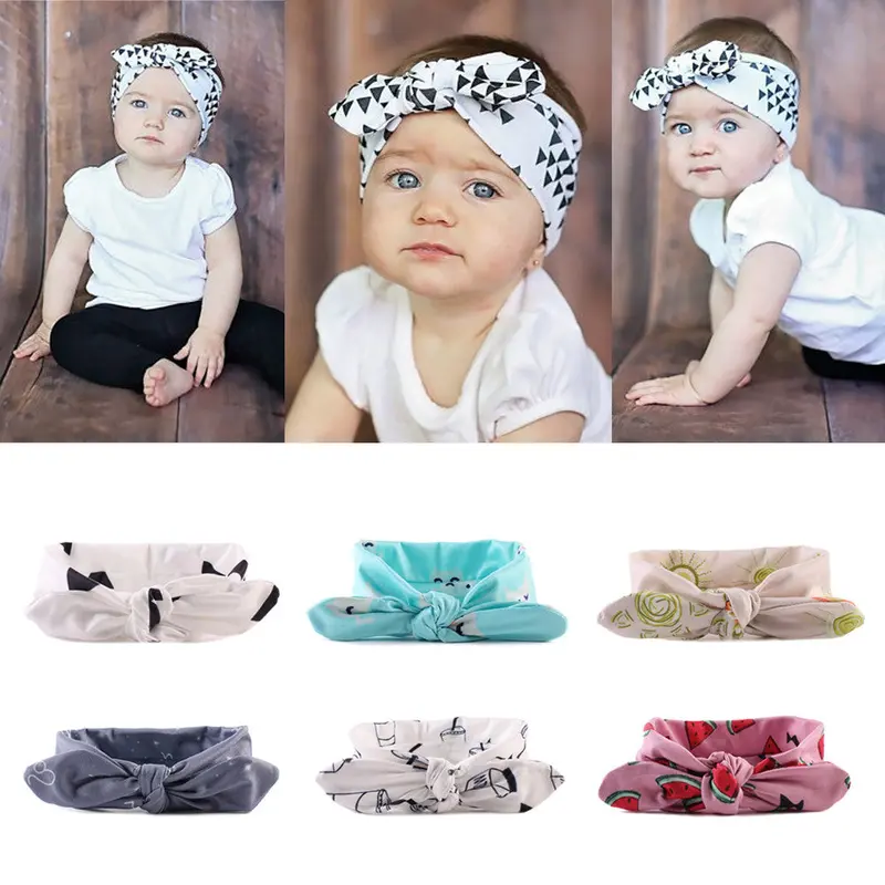 6Pcs Baby Girls Toddler Born Print Rabbit Ears Hairb Turban Bow Knot Baby Headb Beau Bebe Hair B Accessories 1