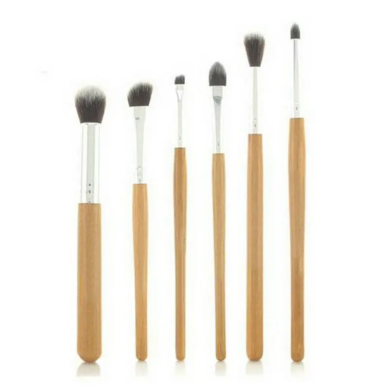 6Pcs Bamboo Handle Makeup Brush Eye Brushes Sets Cosmetic Tool 1