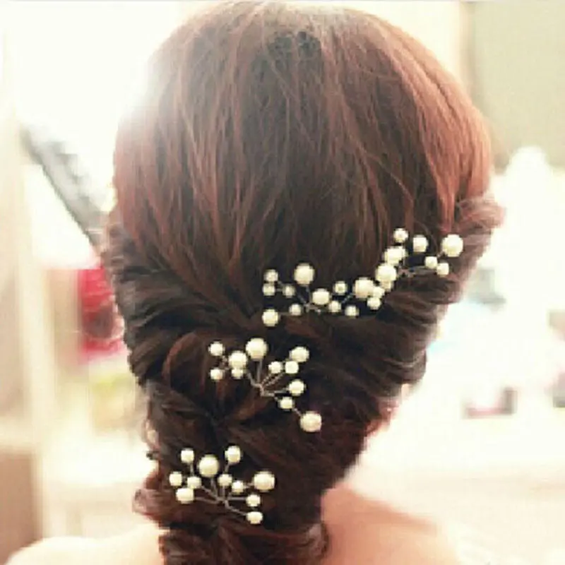 6Pcs Bridal Hair Pins Bridesmaid Pearl Flower Wedding Headpiece Party Hair Pins Hairpin Headpieces Hair Accessories 1