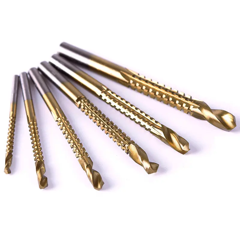6Pcs High-Speed Steel Titanium Saw Drill Professional Pull Groove Drill Wood Metal Plastic Cutting Hole Saw Great Bit 1