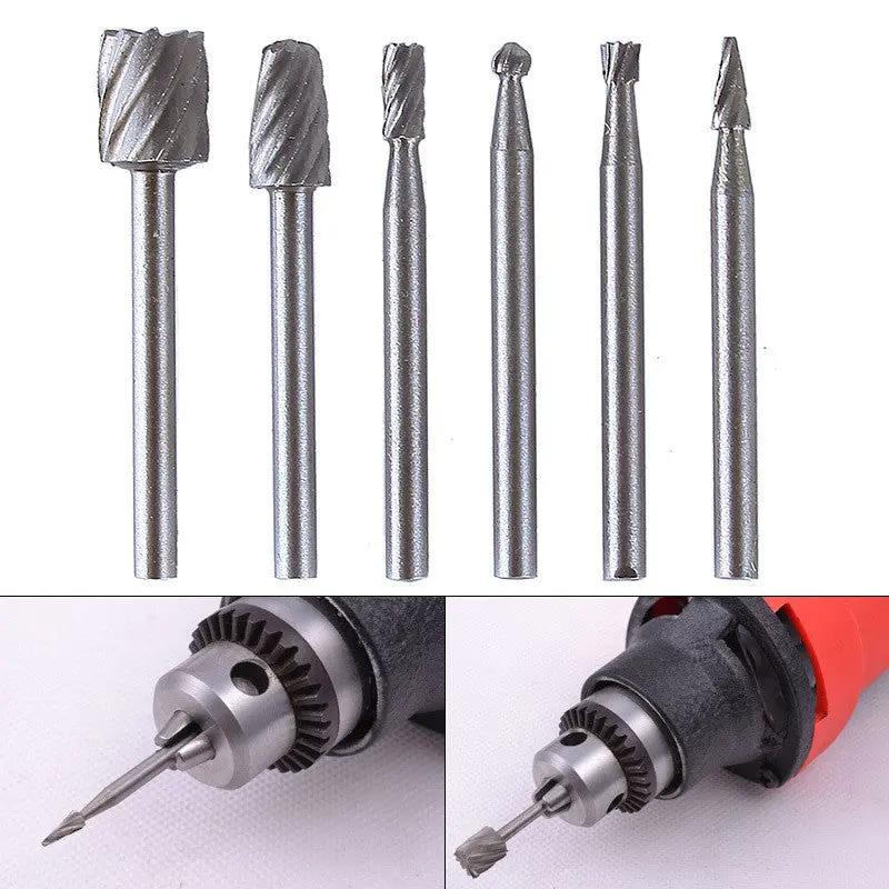6Pcs Hss Routing Router Grinding Bits Burr For Rotary Tool Dremel Bosch Mini 69340 1