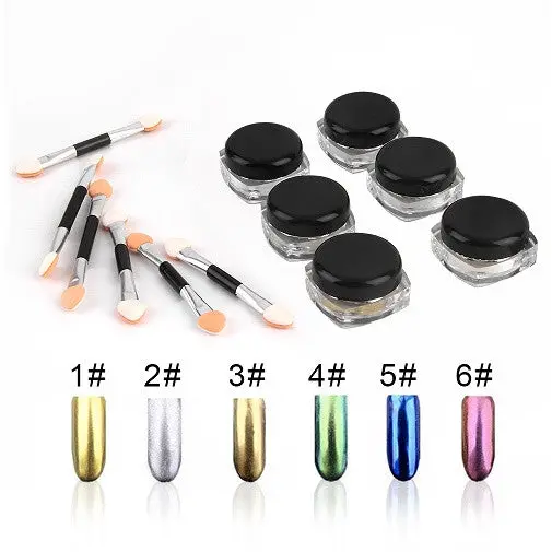 6Pcs Mirror Powder Pigt Nail Glitter Nail Art Chrome Decoration 1
