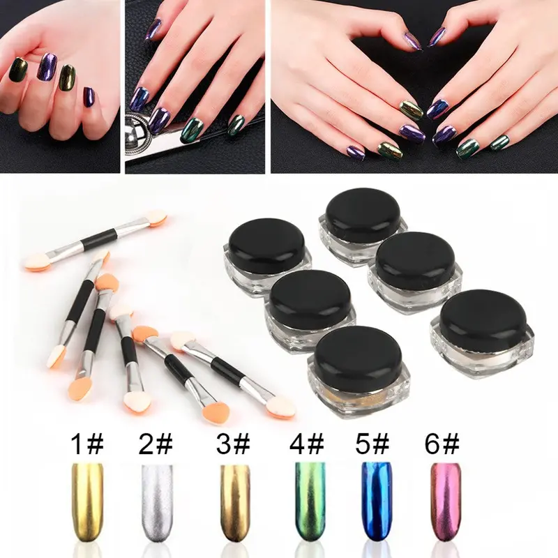 6Pcs Mirror Powder Pigt Nail Glitter Nail Art Chrome Decoration 2