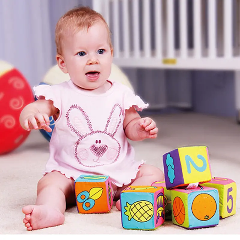 6Pcs Multifunctional Baby Cloth Building Blocks Rattle St Play Cubes For Kids Learning Educational Toys For Children 1