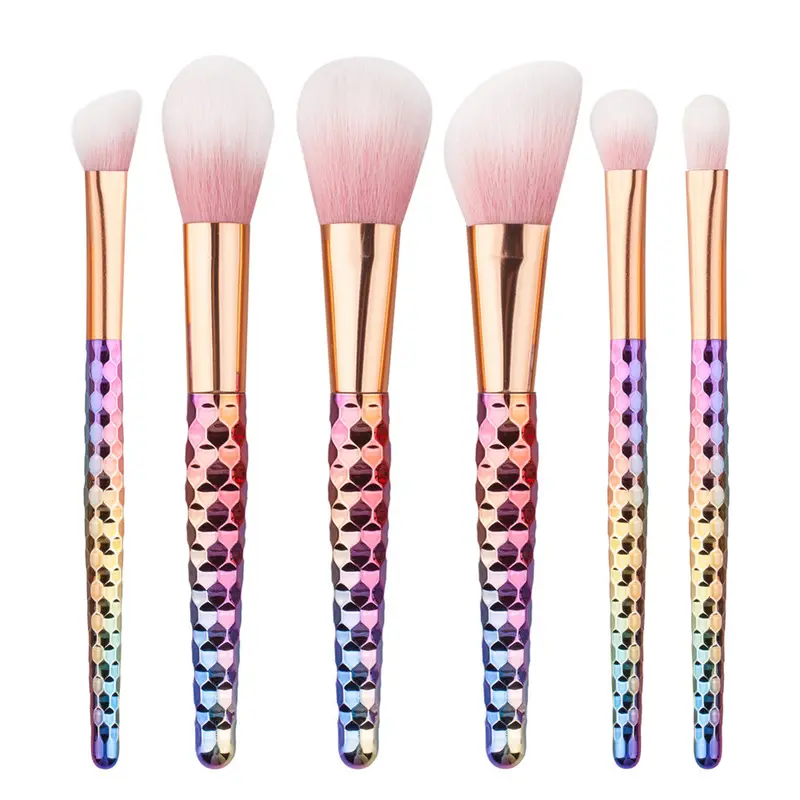 6Pcs Pressional Makeup Brushes Beehive Hle Eyebrow Foundation Power Blush Brush Cosmetic Brushes Pink 1