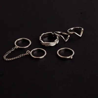 6Pcs Ring Gold Urban Gold Silver Crystal Above Knuckle Stacking Band Midi Mid Rings Charm Jewelry Gift For Girl 2
