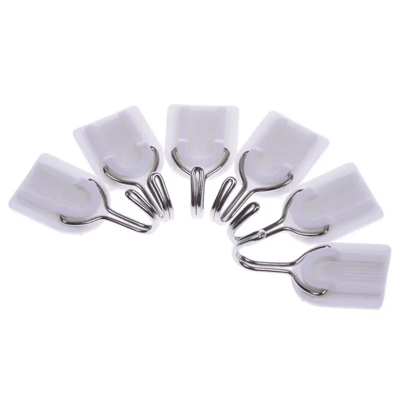 6Pcs Self Adhesive Wall Door Hook Hanger Bag Keys Bathroom Kitchen Sticky Holder 54744 1