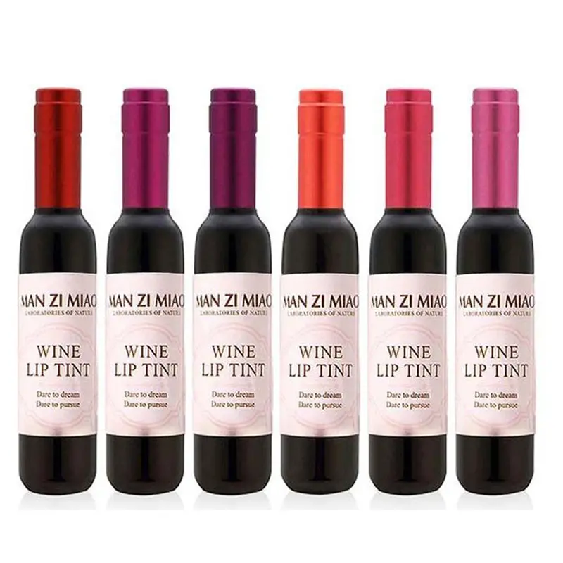 6Pcs Wine Bottle Waterpro Matte Lipstick Long Lasting Stained Lip Gloss Liquid Lipstick Maquiagem Rom Color 1