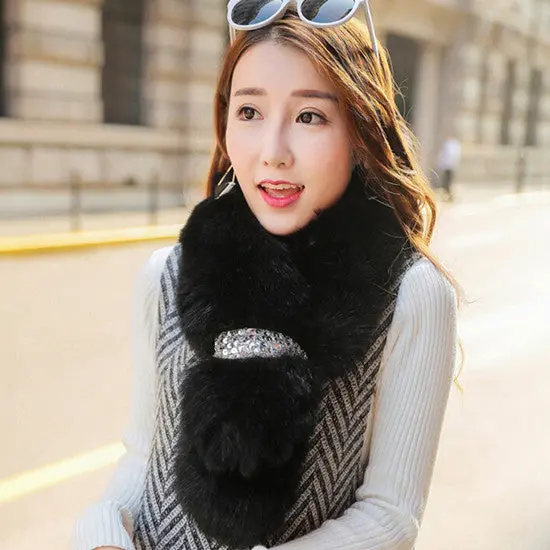 7 Colors Able Designladies Scraf Solid Color Thickkeep Warm Scraf Sweet Girls Simulation Fur Scraf 1