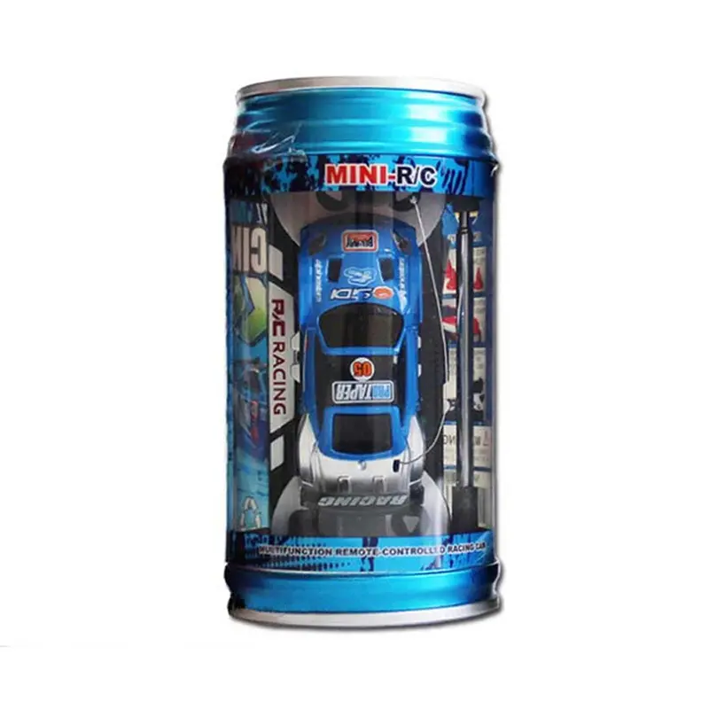7 Colors Coke Can Rc Car Radio Remote Control Car Micro Racing Car Toy 4Pcs Road Blocks Kid's Toys Gifts 1