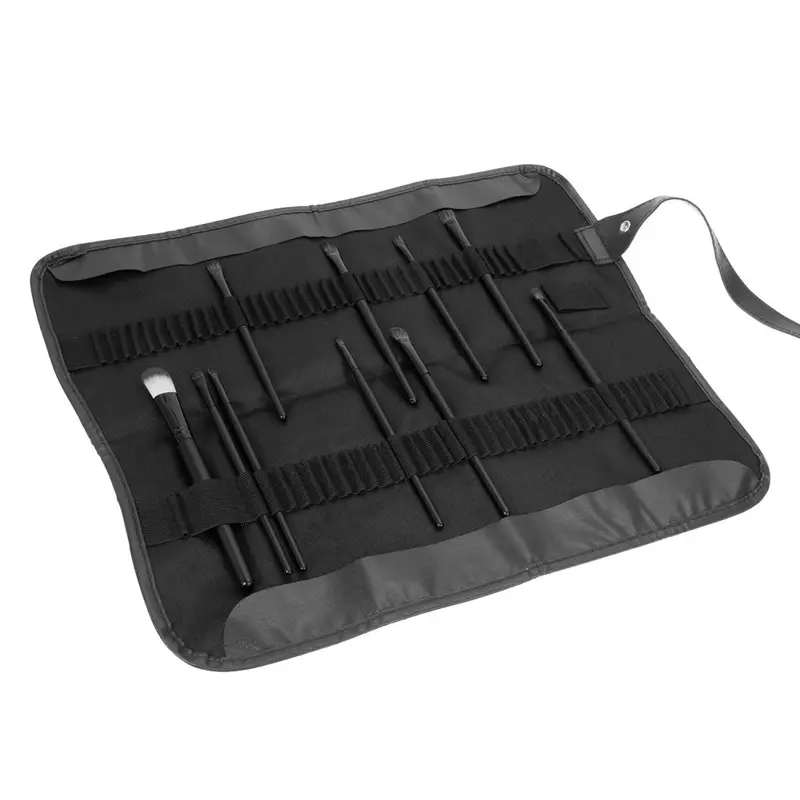 72 Holes Pencil Pen Brush Case Makeup Brush Holder Pressional Canvas Bag Protable Make Up Bag Cosmetic Brush Bag Black 1