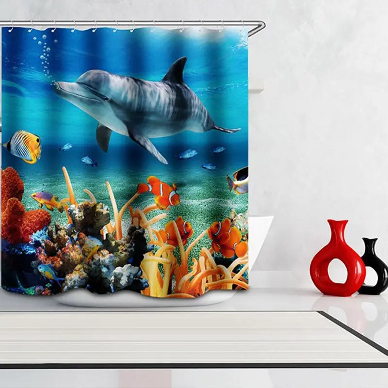 72 Inch Underwater World Sea Various Shark Fish Ocean Cartoon Stylish Design Bathroom Waterproof Fabric Shower Curtain 86325 1