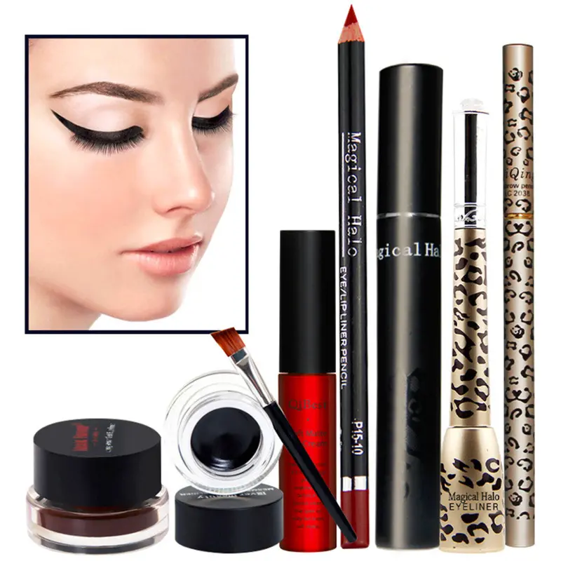 7Pcs Makeup Set Lip Kit Matte Liquid Lipsticks Eyebrow Pencil Eyeliner Cosmetics Matte Mascara Cream Eyelashes 2