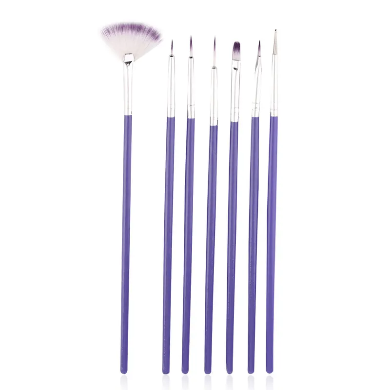 7Pcs Purple Nail Brush Set Crystal Nail Polish Brush Kits Nail Tips Brushes 2