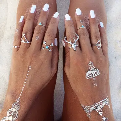 7Pcs Ring Bohemian Deer Turkish Midi Ring Set Steampunk Turquoise Knuckle Rings Women Gifts Jewelry 1