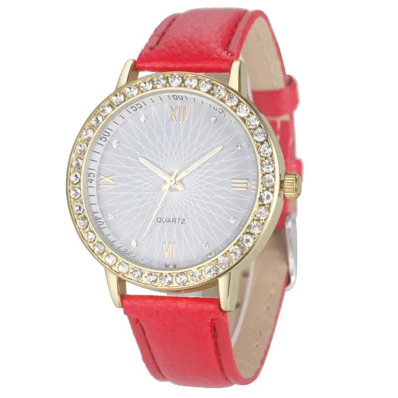 8 Colors Geneva Fashion Diamond Analog Leather Quartz Wrist Watch Women Montre Femme 6