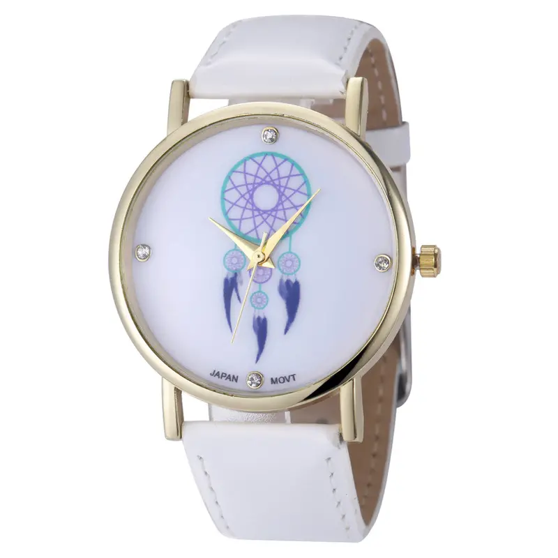 8 Colors Women Leather Strap Watch Campanula Print Women Dress Watches Casual Lady Girls Clocks Hour Reloj 8