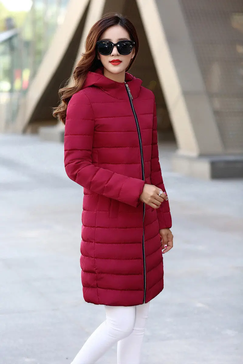 80% Down Parka – Long Slim Winter Coat with Zip Closure in Multiple Sizes