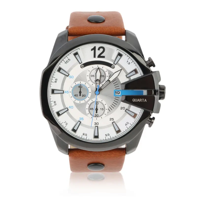 8176Retro Style Supergold Leather Watch Luxury Quartz Waterproof Wristwatch Relogio Masculino 1