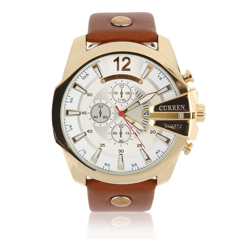 8176Retro Style Supergold Leather Watch Luxury Quartz Waterproof Wristwatch Relogio Masculino 2