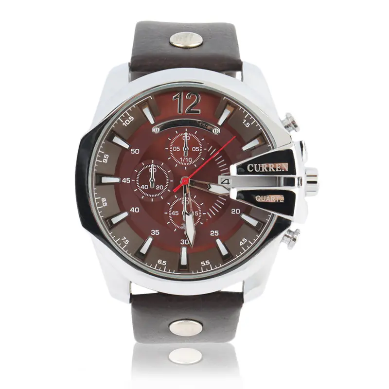 8176Retro Style Supergold Leather Watch Luxury Quartz Waterproof Wristwatch Relogio Masculino 5