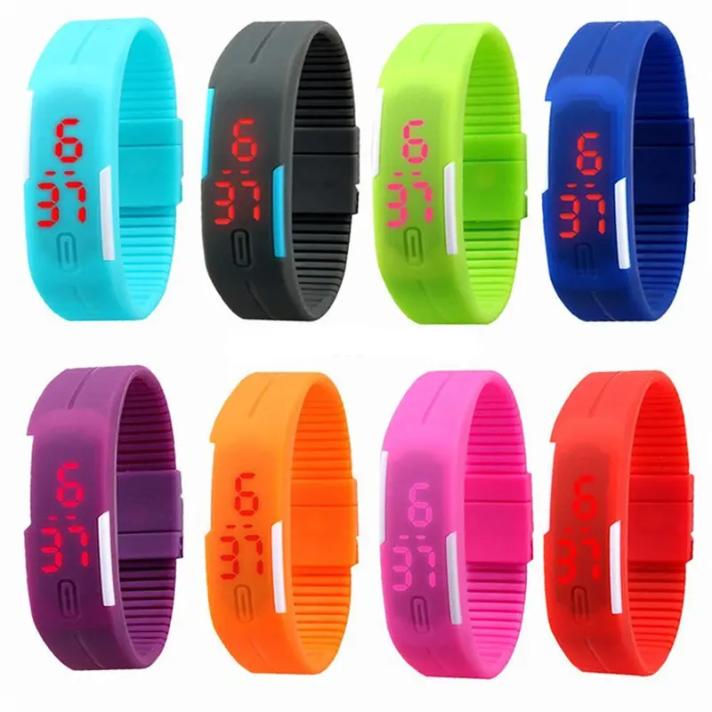 8Pc Watches Men Women Kids Rubber Led Watch Sport Bracelet Digital Watch Relogio Feminino Feida 1