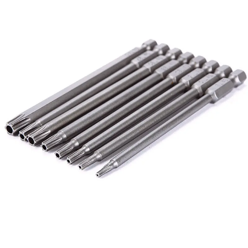 8Pcs 100Mm Length Magnetic Torx Screwdriver Bits Set Electric Screw Driver T8-T40 95249 1
