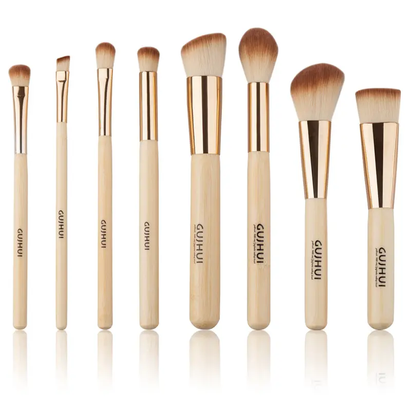 8Pcs Makeup Brushes Set Bamboo Handle Wool Eye Facial Foundation Multifunction Cosmetic Brusher 1