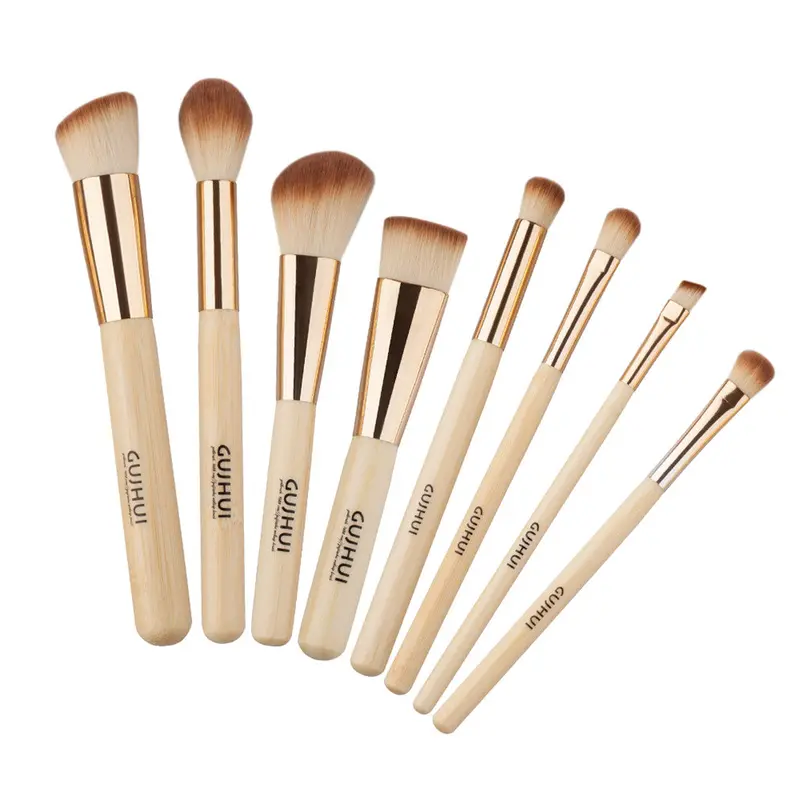 8Pcs Makeup Brushes Set Bamboo Handle Wool Eye Facial Foundation Multifunction Cosmetic Brusher 2