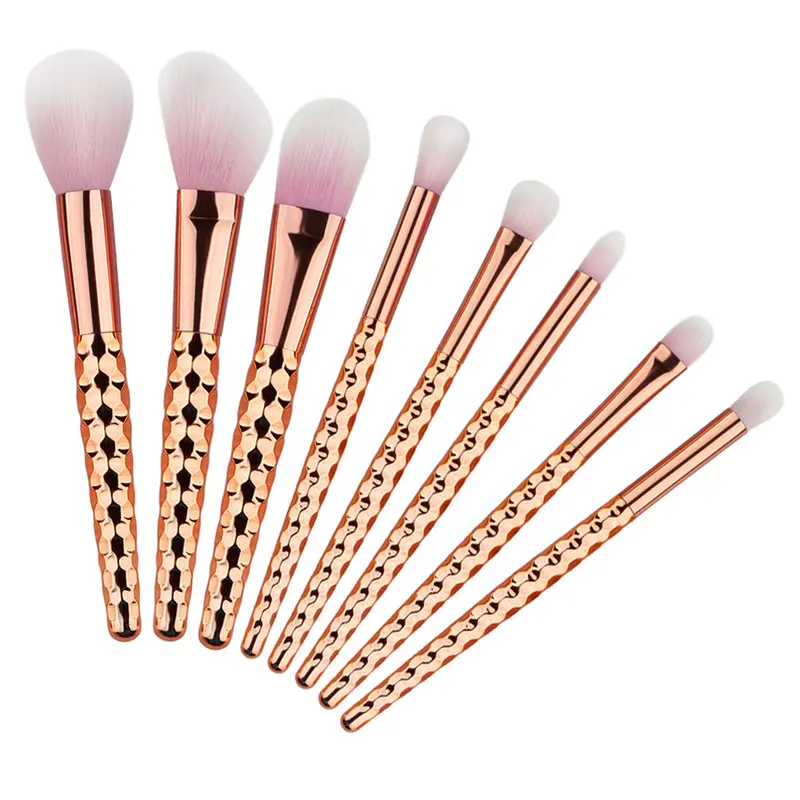 8Pcs Makeup Brushes Set Nylon Foundation Powder Face Eye Blush Blending Honeycomb Rose Gold Color Metal Cosmetic Make Up Tools 1
