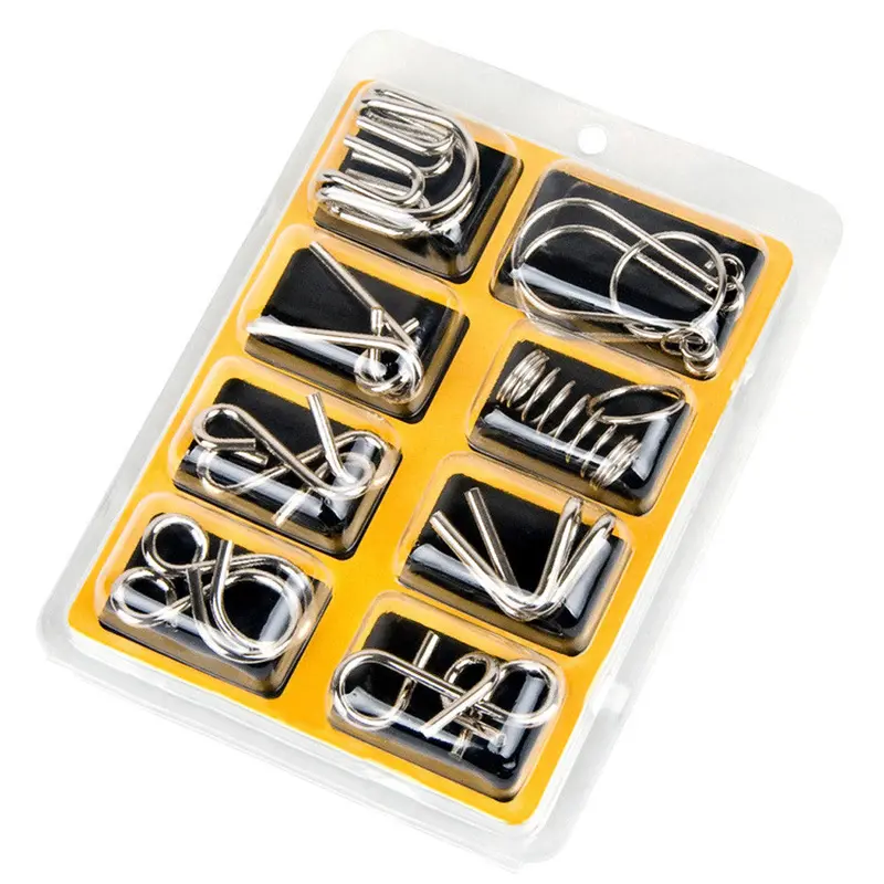 8Pcs Metal Wire Puzzle Iq Mind Brain Teaser Puzzles Game Toys For Adults Children Kids 1