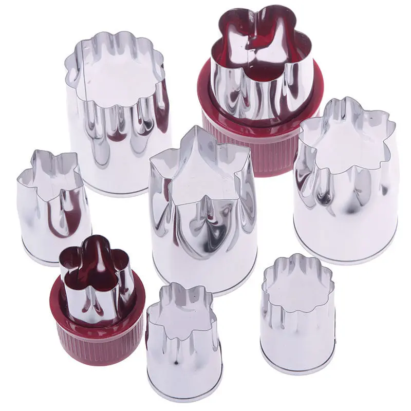 8Pcs Portable Flower Shape Rice Vegetable Fruit Cutter Mold Slicer Cake Cookies Cutting Shape Cake Baking Tools 58152 1